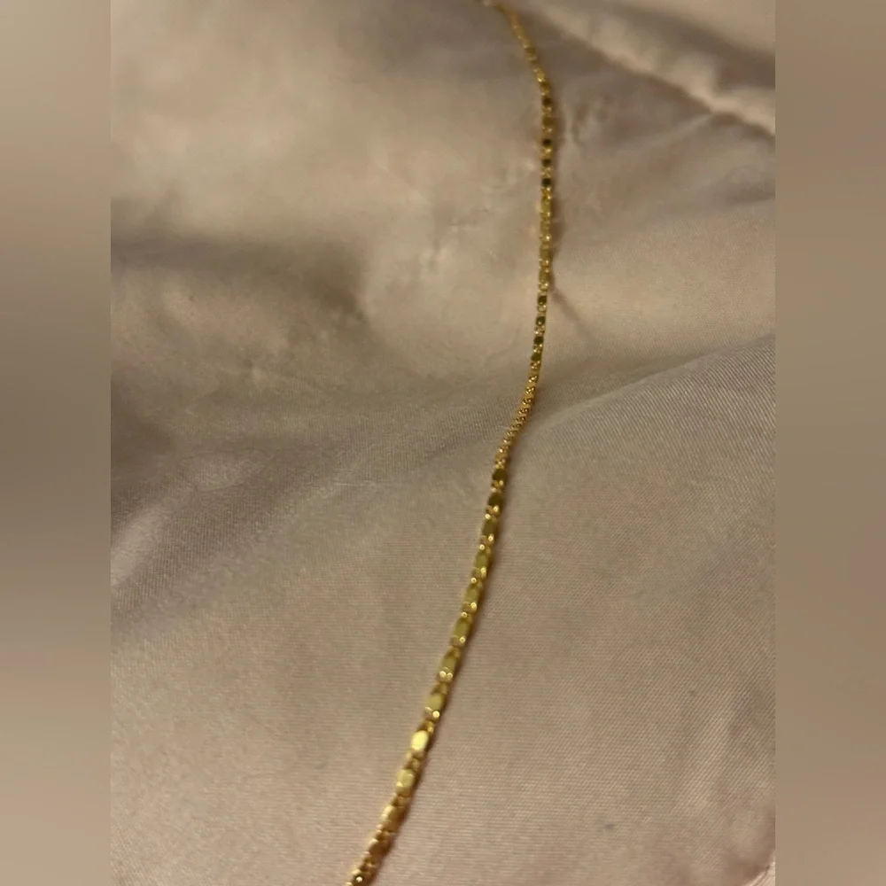 Stamped 18K Gold Plated Thin Box Chain Necklace NWT - Picture 2 of 4